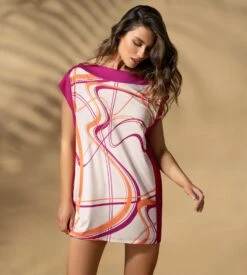 Chemise De Nuit En Modal Coloré Fushia / Orange -Calida Soldes Magasin chemise de nuit en modal colore pk011 fushia orange 3