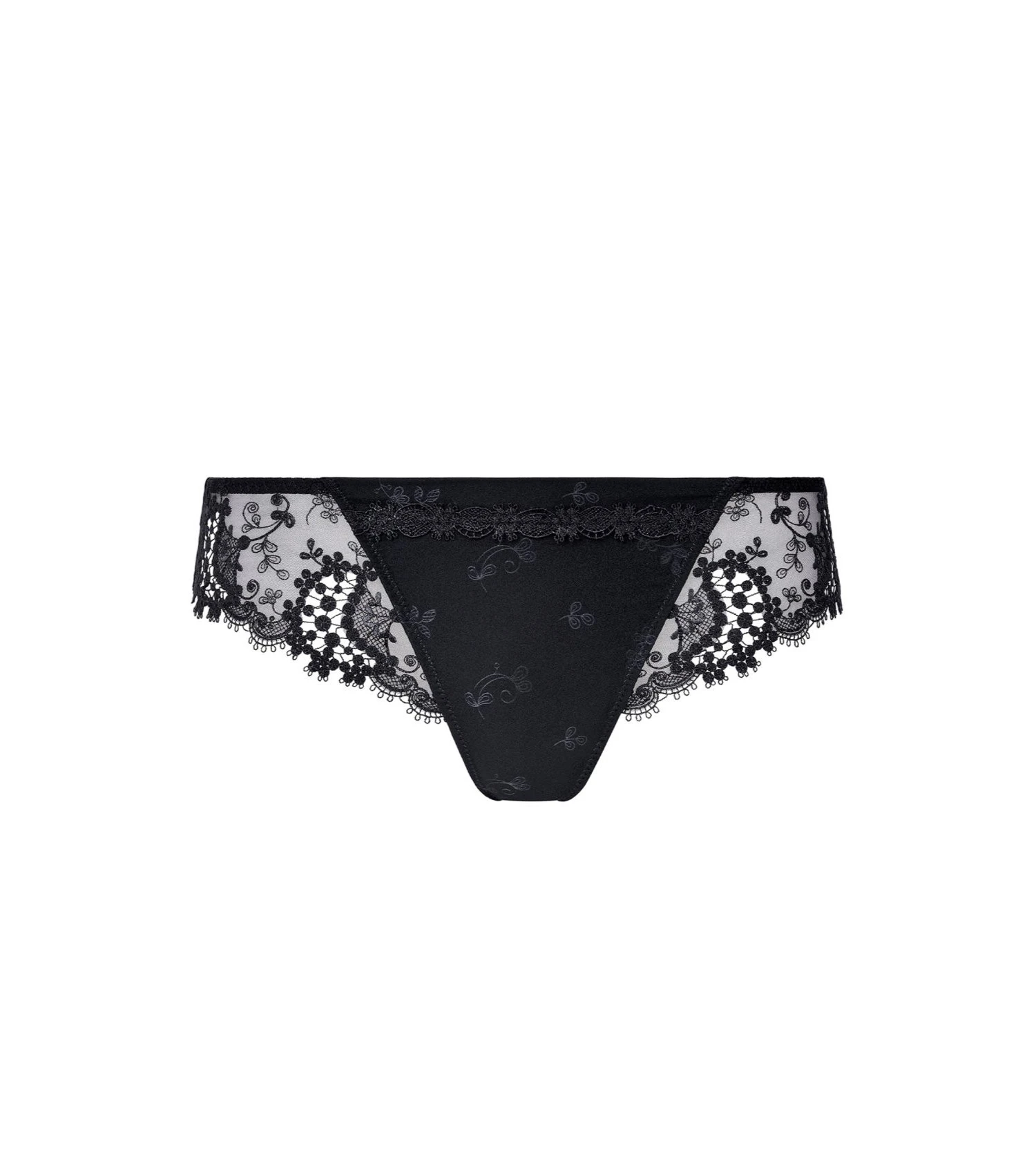 Simone Perele Culotte En Satin & Tulle Brodé Wish NOIR 1 Simone Perele Culotte En Satin & Tulle Brodé Wish NOIR