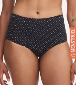 Chantelle Culotte Menstruelle Haute à Motifs Noir Bicolore -Calida Soldes Magasin culotte menstruelle haute a motifs ofs noir bicolore 4