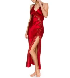 Longue Nuisette En Satin & Dentelle Currant