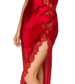 Longue Nuisette En Satin & Dentelle Currant -Calida Soldes Magasin longue nuisette en satin dentelle currant 309 3