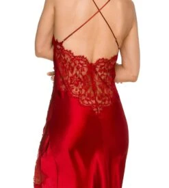 Longue Nuisette En Satin & Dentelle Currant -Calida Soldes Magasin longue nuisette en satin dentelle currant 309 4