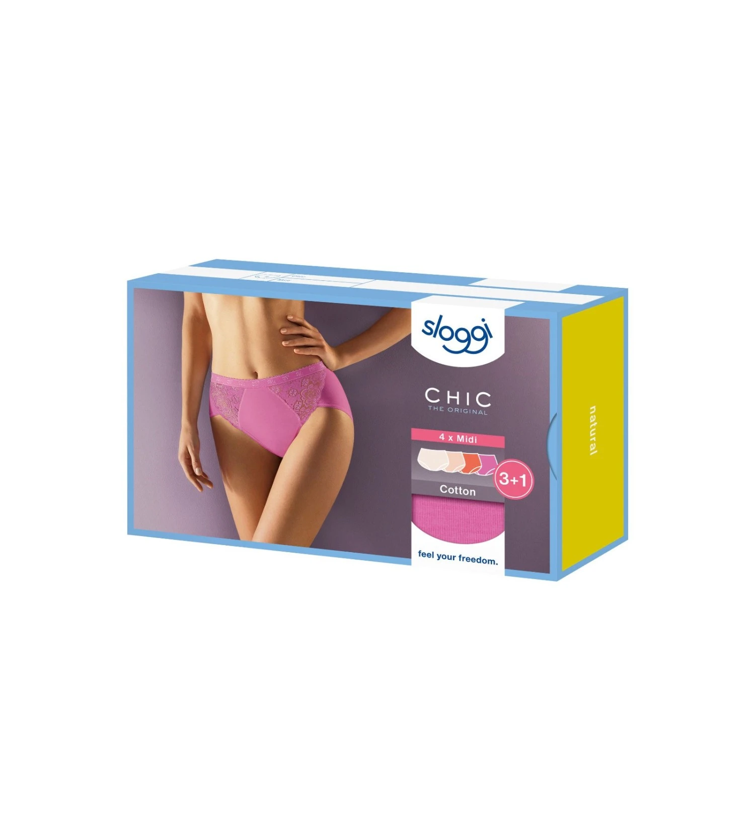 Lot De 4 Slips Sloggi Chic Midi V001 MULTIPLES COLOURS 1 Lot De 4 Slips Sloggi Chic Midi V001 MULTIPLES COLOURS