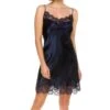 Nuisette En Satin Avec Dos Lacé Dark Navy