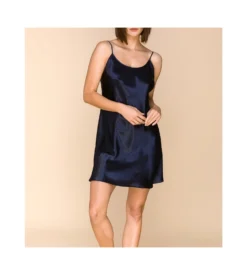 Nuisette En Satin Avec Laçage Dos Dark Navy