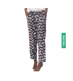 Pantalon Large En Viscose 39 BLEU