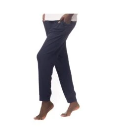 Pantalon Resserré En Maille Côtelée 39 BLEU