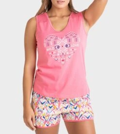 Pyjacourt Femme Sans Manches Rose 6 Pyjacourt Femme Sans Manches Rose -Calida Soldes Magasin pyjacourt pour femme sans manches v23 rose 2