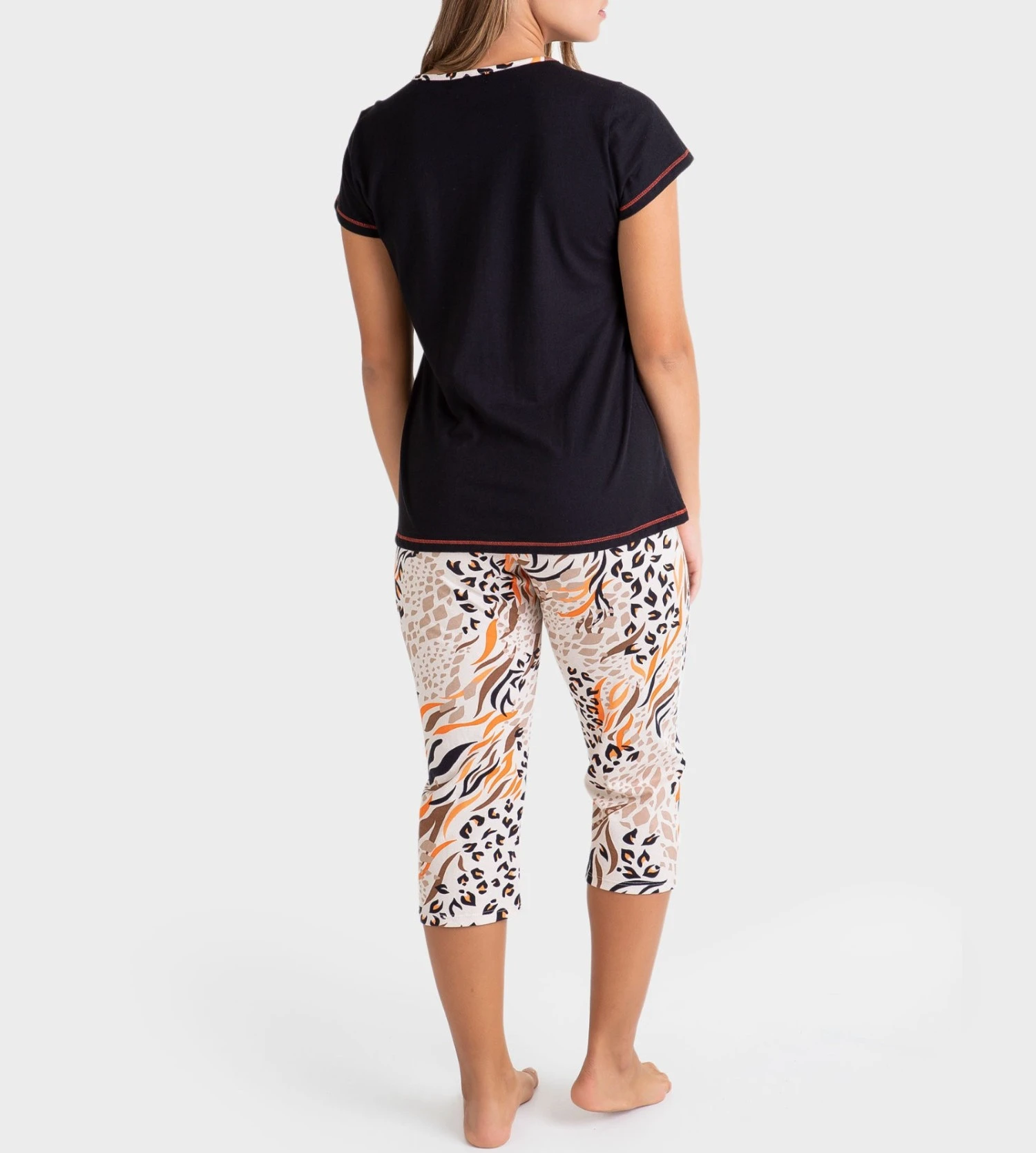 Pyjama Corsaire Pour Femme Noir 2 Pyjama Corsaire Pour Femme Noir – Image 2