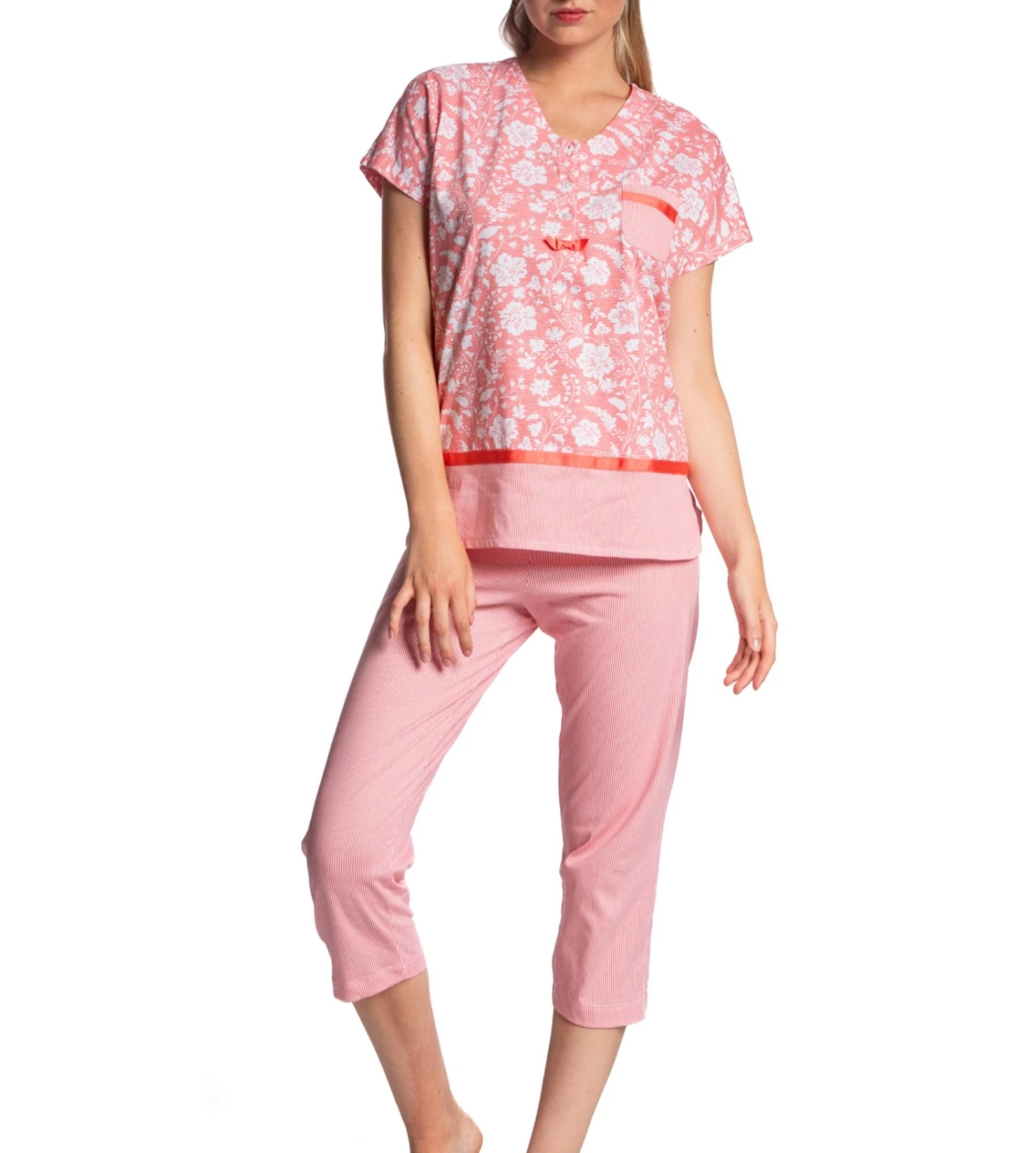 Pyjama Corsaire Pour Femme Corail 2 Pyjama Corsaire Pour Femme Corail – Image 2