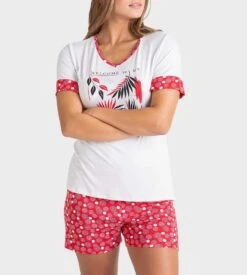 Pyjama Dame Manches Courtes Blanc -Calida Soldes Magasin pyjama dame manches courtes 001 blanc 2