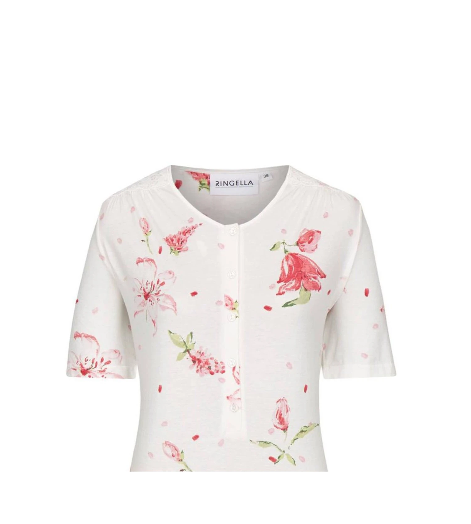 Pyjama Fleuri Avec épaule Dentelle OFF WHITE 2 Pyjama Fleuri Avec épaule Dentelle OFF WHITE – Image 2