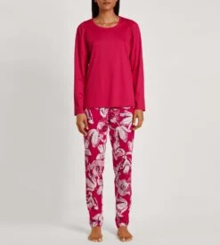 Calida Pyjama Long Femme Blooming Nights Barberry Red -Calida Soldes Magasin pyjama long pour femme 176 barberry red 2