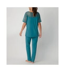Triumph Pyjama Manches Courtes Dentelle 7404 Ocean Dephts -Calida Soldes Magasin pyjama manches courtes dentelle 7404 ocean dephts 2