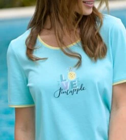 Pyjashort En Coton Love Pineapple Mint -Calida Soldes Magasin pyjashort en coton love pineapple 520 mint 2