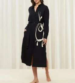 Triumph Robe Longue Boutonnée Thermal Mywear GRIS/NOIR 7 Triumph Robe Longue Boutonnée Thermal Mywear GRIS/NOIR -Calida Soldes Magasin robe longue boutonnee mywear m014 gris noir 3