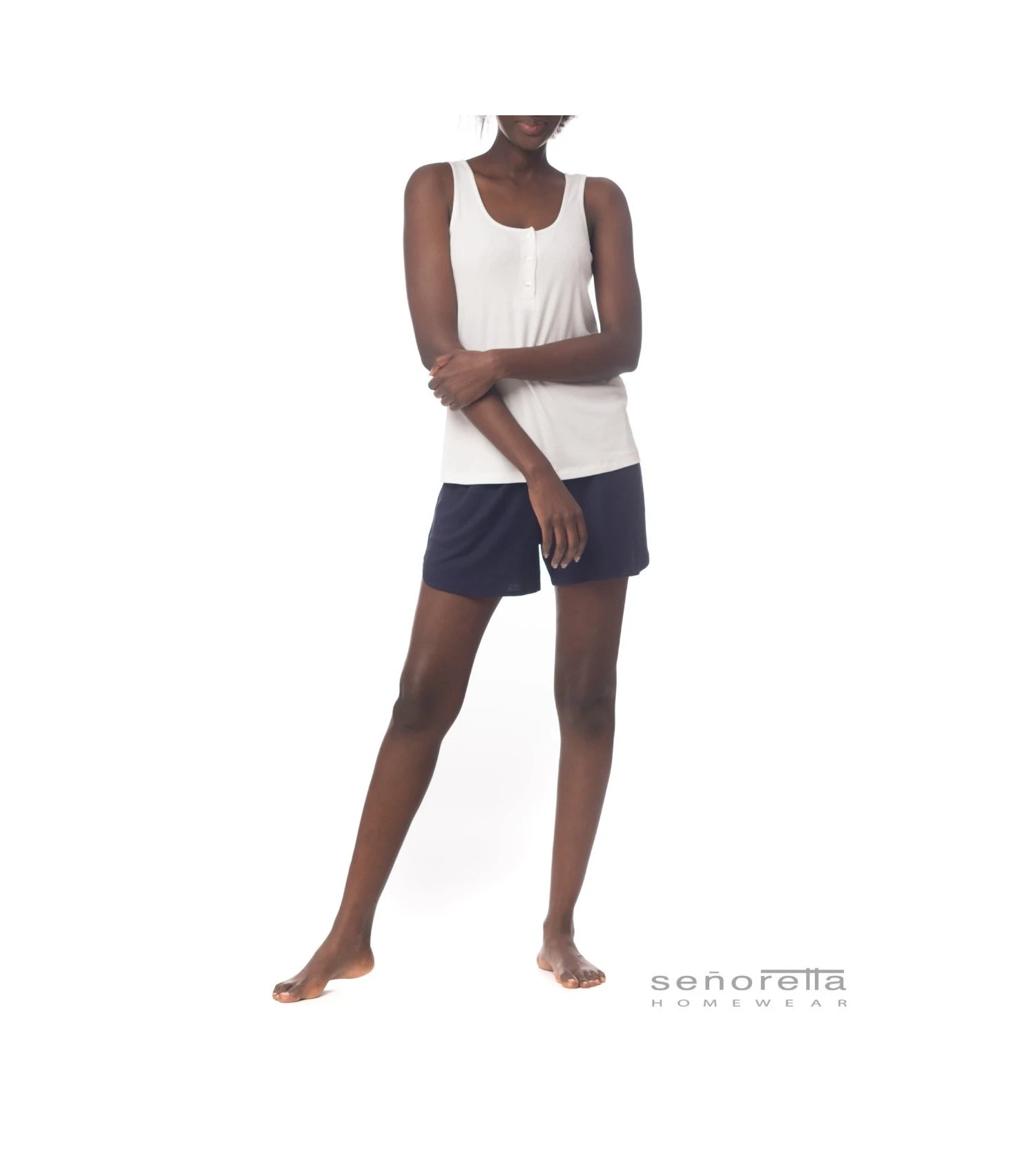 Short Basique En Viscose Côtelée Bleu Marine 3 Short Basique En Viscose Côtelée Bleu Marine – Image 3