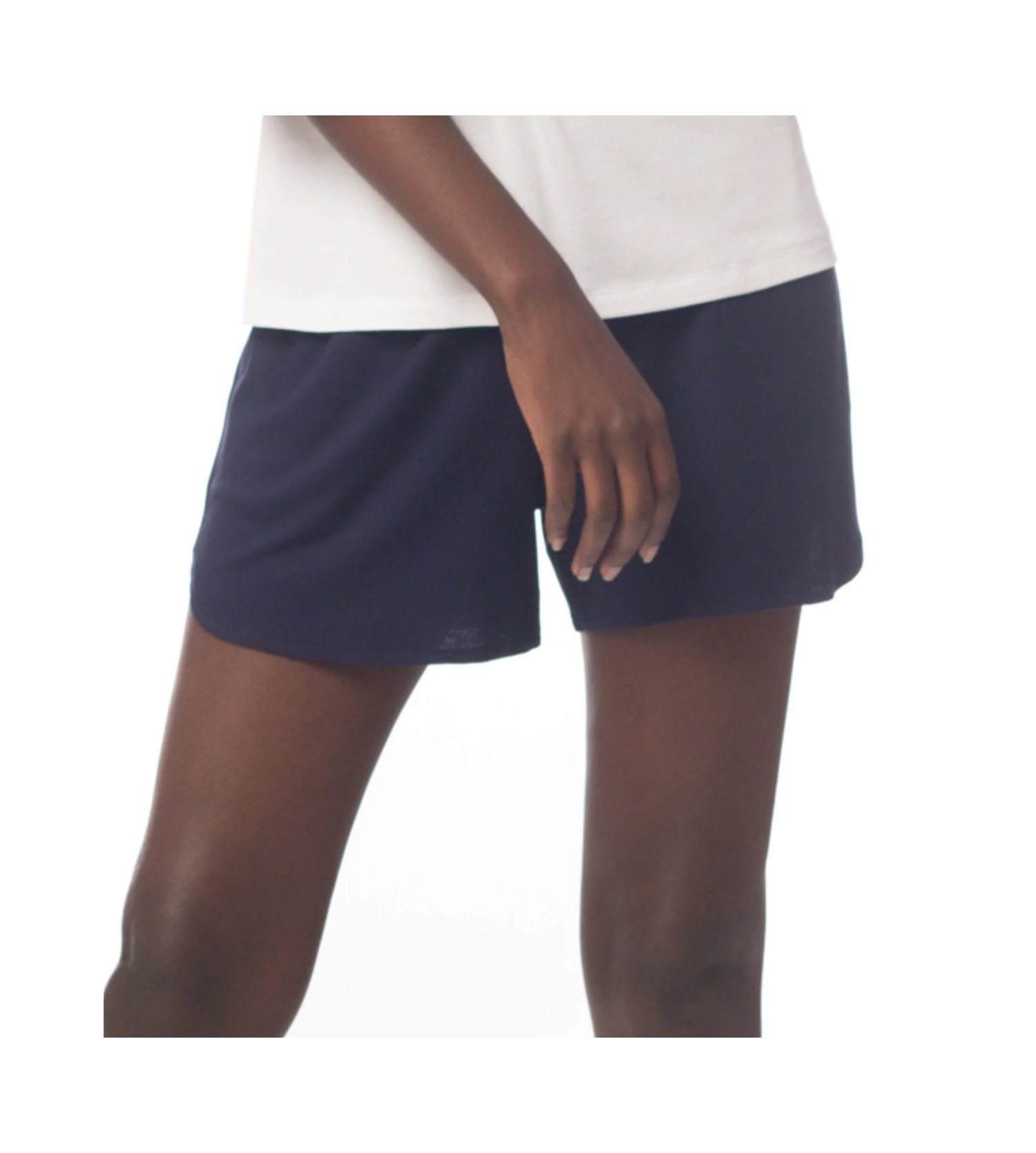 Short Basique En Viscose Côtelée Bleu Marine 1 Short Basique En Viscose Côtelée Bleu Marine