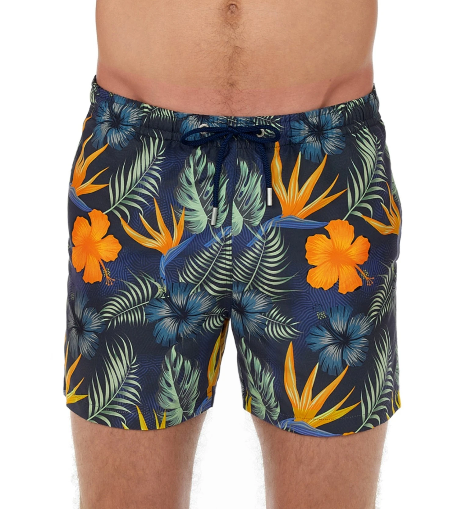 Hom Short De Plage Fleurs Tropicales Tiki Navy Print 3 Hom Short De Plage Fleurs Tropicales Tiki Navy Print – Image 3