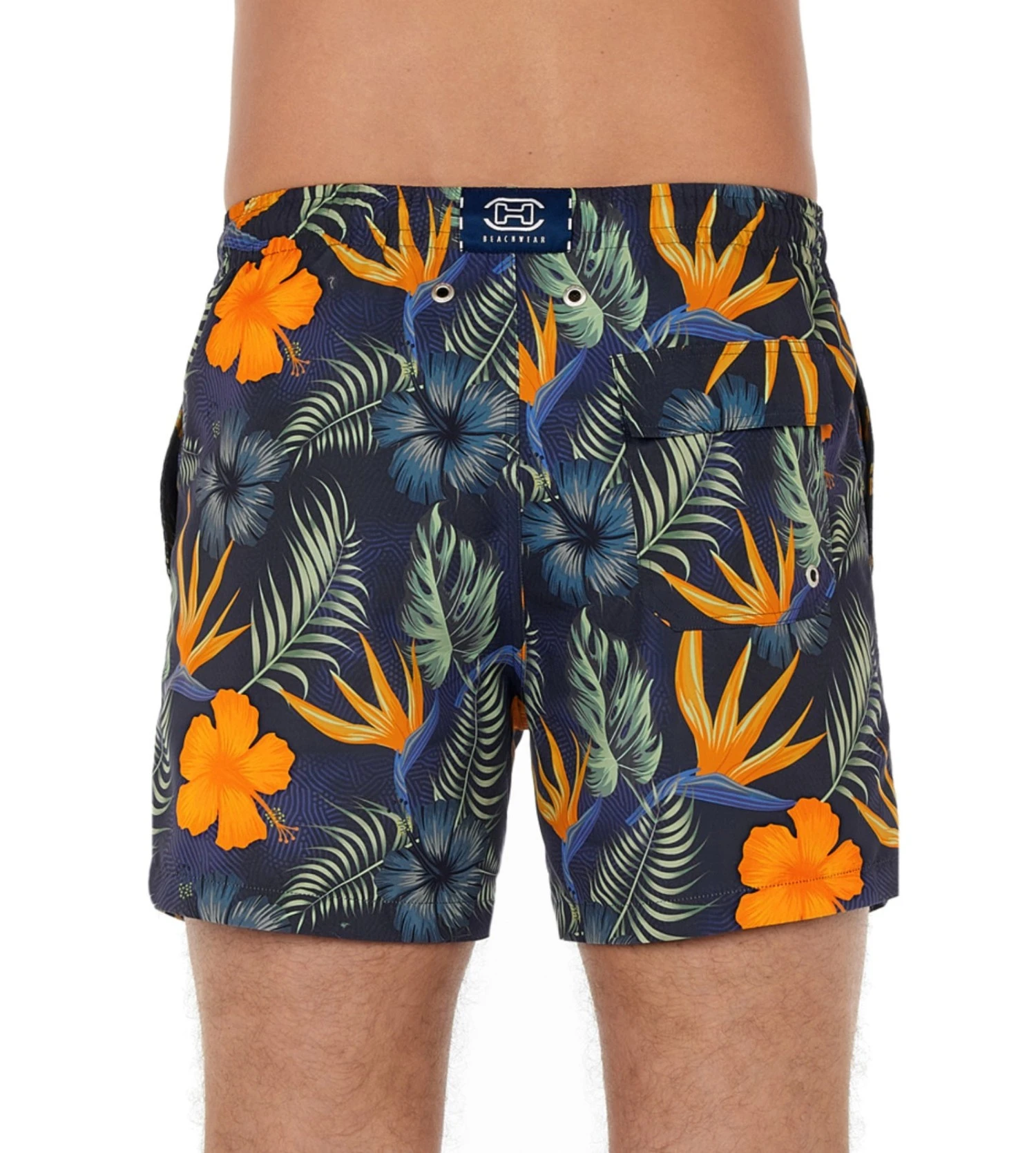 Hom Short De Plage Fleurs Tropicales Tiki Navy Print 5 Hom Short De Plage Fleurs Tropicales Tiki Navy Print – Image 5