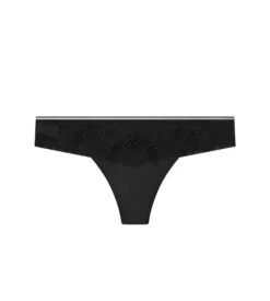 Simone Perele String Tanga Brodé Bloom Noir 015
