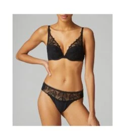 Simone Perele String Tanga Brodé Bloom Noir 015 -Calida Soldes Magasin string tanga brode bloom noir 015 3