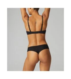 Simone Perele String Tanga Brodé Bloom Noir 015 -Calida Soldes Magasin string tanga brode bloom noir 015 4