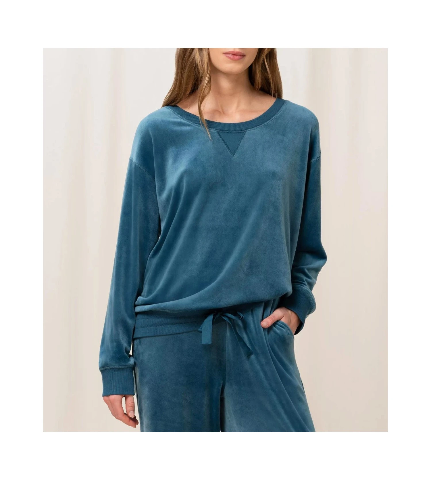 Triumph Sweatshirt En Velours Mix & Match 1692 Smokey Blue 2 Triumph Sweatshirt En Velours Mix & Match 1692 Smokey Blue – Image 2