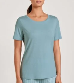 Calida T-shirt Manches Courtes En Modal Favourites Desert Blue Satin -Calida Soldes Magasin t shirt manches courtes en modal 473 blue satin 2